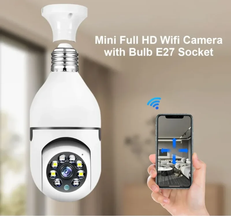 5G Wifi 5MP E27 Bulb Surveillance Camera Indoor 4X Digital Zoom AI Human Detect Full Color Night Vision